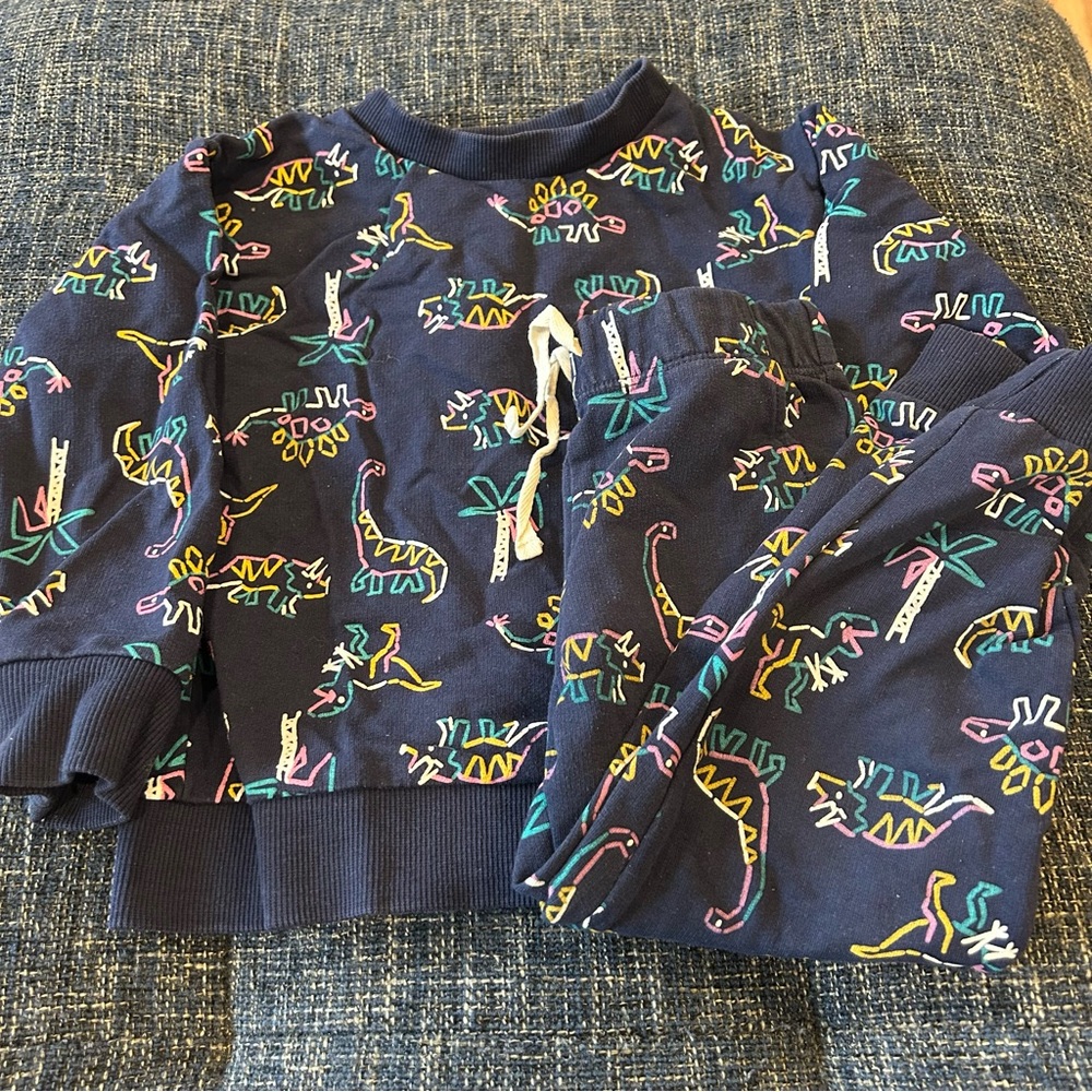 Joe Fresh Dinosaur Printed Sweat Set Sweatshirt and Sweatpants Blue Matching Set